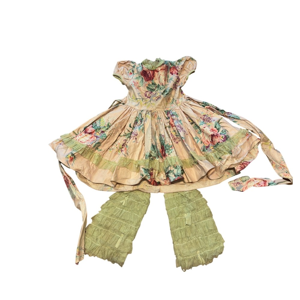 Vintage 1940s Girls Pink Floral Dance Costume Dress Set Southern Belle JS - Picture 13 of 14